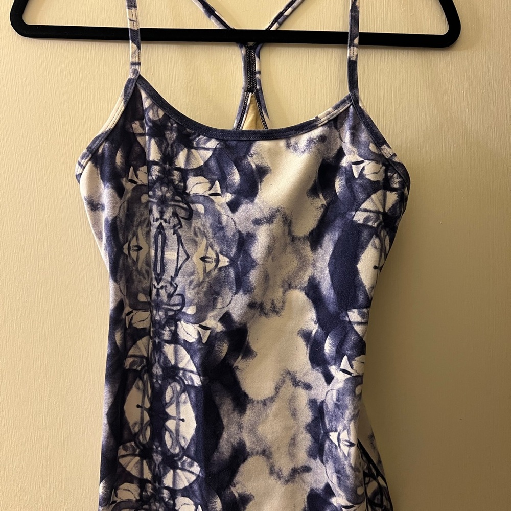Lululemon Power Y Tank: Blue and White Tie-Dye